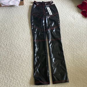 I AM GIA black pants with red stitching